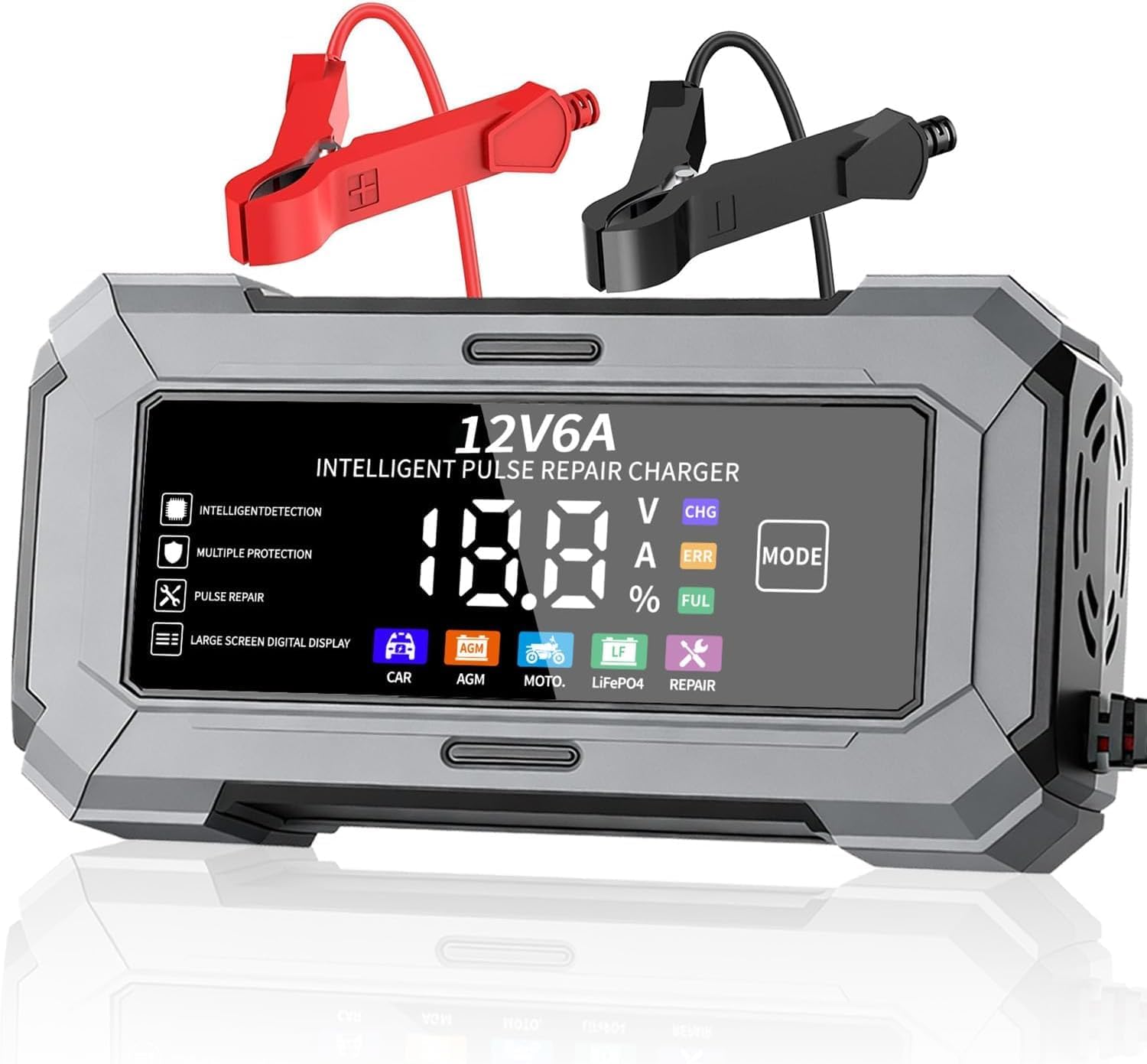 Car Battery Charger & Trickle Charger for Car Battery with Pulse Repair & Digital Display, Compatible with CAR AGM MOTO LiFePO4 Batteries