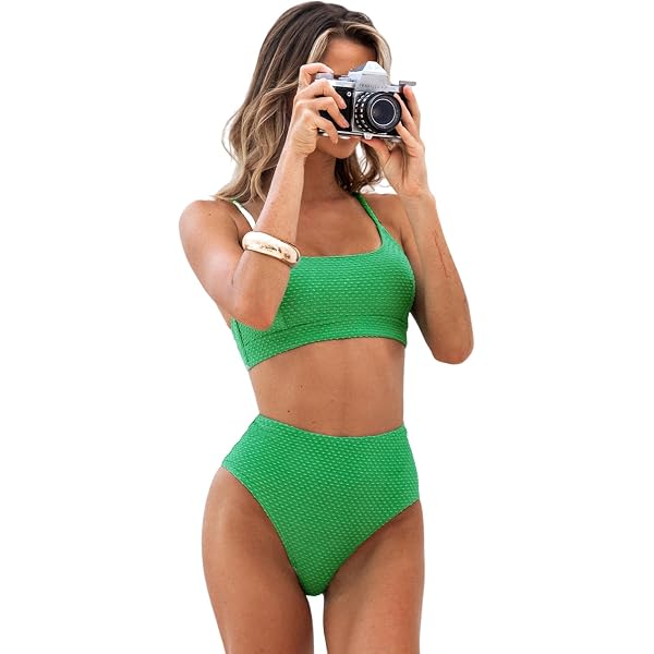 CUPSHE Damen Bikini Set – U-Ausschnitt, Reversible Hose, Mid Waist (zweiteilig)