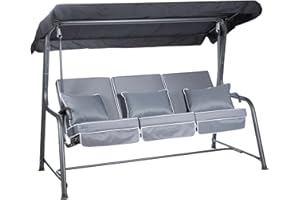 Alfresia Turin 3-Seater Reclining Swing Seat – Multipurpose Garden Sofa into Sunbed, Steel Charcoal Frame, Polyester Canopy, Weather Resistant, Outdoor Luxury Cushions Included in Choice of Colours