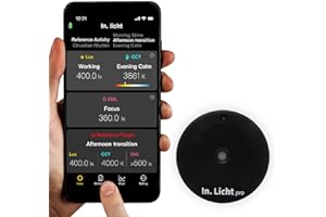 In. Licht Pro Handheld Light Meter EML Lichtmesser-Sensor für Lumen, Lux, Farbtemperatur CCT, Kontrast und Gleichmäßigkeit, Messung für architektonisches Innenraumlichtdesign Well Healthy, Schwarz