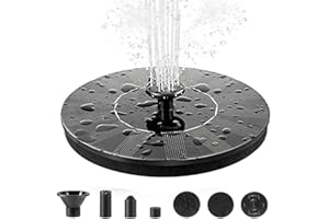 PRIKSIA Solar Fountain Pump,1.4W Solar Water Fountain Pump Kit with 6 Nozzles for Garden Water Feature, Pool, Bird Bath (Black-1.4w)