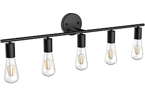 Klighten Lampa do lustra w stylu vintage, industrialna, E27, 5 płomieni, lampa łazienkowa, lampa łazienkowa, lampa ścienna, czarna, metalowa, do wnętrz, długość: 80 cm, bez żarówki