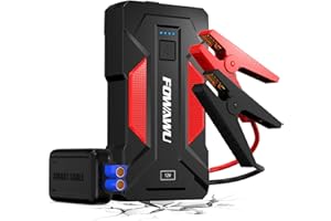 FOWAWU Booster Batterie Voiture 6000 A 24800mAh(Jusqu’à 9,5L Gaz 7,5L Gazole), 12V Démarreur Batterie avec Pinces de Sûreté Intelligentes, Booster Voiture avec Port USB 3,0, Lumière LED