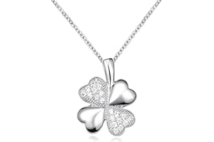 MATERIA BY MATTHIAS WAGNER Materia Kleeblatt Anhänger Damen Silber 925 - Talisman Glücksbringer mit Kette und Zirkonia weiß rhodiniert in Etui