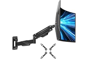 ELIVED Monitor Wall Mount for 17-43 Inch Ultrawide Screens, Gas Spring Monitor Arm Holds Up to 15kg, Adjustable Tilt Swivel Rotate Single Arm with VESA Extension Kit, VESA 75/100/200, EV3421B