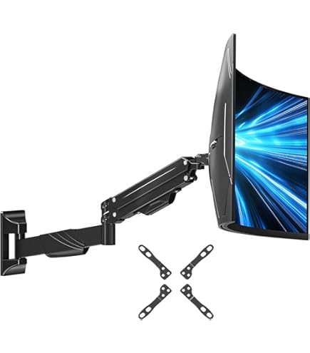 RICOO Tv-monitor muurbeugel draaibare gasveer voor 23-43 inch, universele tv -beugel S4322, televisiebeugel voor muur, wandhouder televisie 32 inch, tot 23 kg, max. VESA 200 x 200 mm
