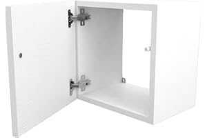 VE.CA.S.R.L. VE.CA-ITALY CUBI IN LEGNO 35x35 CM CON SPORTELLO E RIPIANO IN VETRO, IN 7 COLORAZIONI, PARETI ATTREZZATE, ARREDO DESIGN 100% MADE IN ITALY (35x35 cm SENZA ripiano in vetro, Bianco frassinato)