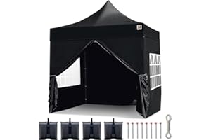 Gorilla Gazebo 2.5x2.5mtr Pop Up Commercial Grade Gazebo 4 Side Panels Leg Weights Peg Set Wheeled Carrybag (Black)