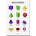 KRIRON, 3D Shapes, Math Poster, Kids Room Decor, Classroom Decor, Math Wall Art, Math Student Gift, Math Teacher Gift (Artwork Size: A3 : 11.7 x 16.5 inches), Unframed