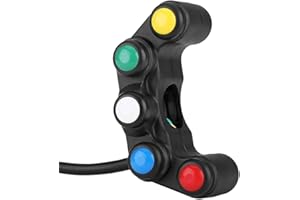 ‎QIILU Motorrad Lenkerschalter, Qiilu Schalter Motorrad, Universal 22mm Motorrad Lenker 5 in 1 Scheinwerfer Hazard Brake Nebel Licht Horn ON OFF Schalter