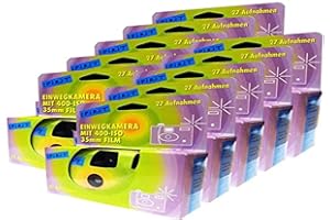 1A PHOTO PORST 10x Einwegkamera / Hochzeitskamera / Partykamera (27 Fotos, Blitz, 10-er Pack)