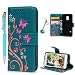 Produktbild Samsung Galaxy S5 mini Hülle, Leder Flip Wallet Cover in Book Style Stand Case Card Slot Leder Tasche Case Karteneinschub und Magnetverschluß Kratzfestes und Schmutzunempfindliches in Blau Bunte Schmetterlinge für Samsung Galaxy S5 mini + Stylus Stift +Staubstecker