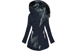 WYONGTAO Winter Jacket for Women Warm Sherpa Lined Parkas Jackets Thickened Windproof Outerwear with Fur Hood Plus Size Puffer Down Padded Coat Warm Quilted Jacket Faux Fur Trim Fleece Overcoat Ladies Coats