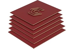 Creatorally Pannello MDF, Pannelli Legno Colorato per Laser 3mm, Foglio di Legno 30x30 cm per Incisione Taglio, 6 Pezzi per CNC Modello Fai da Te (Rosso)