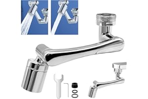 GEERDAN 1440 Degrés Aérateur de Robinet, Mousseur Robinet, Aérateur de Robinet Filtre Anti-Éclaboussures, 2 Modes Réglable Tête de Robinet,Convient pour Les Cuisines et Les Salles de Bains(Laiton)