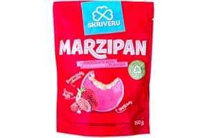 SKRIVERU Skrīveru Marzipan in White Chocolate with Strawberry Flavour 150g – Gourmet Almond Confection, Smooth & Fruity Indulgence with Premium Ingredients