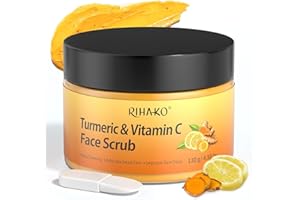 RIHAKO Turmeric Vitamin C Face Scrub-Turmeric Exfoliating Facial Scrub,Vitamin C Scrub Microdermabrasion Facial Scrub Exfoliating Face Scrub For Remove Dead Skin, Dark Spots, Clear Pores,Gift for Him & Her