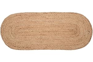 LOLAhome Alfombra Rústica Trenzada Ovalada Beige de Fibra Natural de 170x70 cm