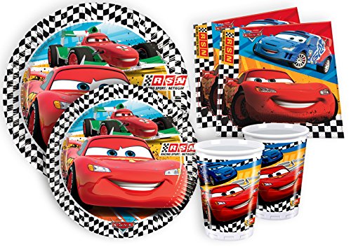 Ciao Y2498 – Kit Party Party in-Cars für 8 Personen (44 Stück: 8 Teller groß, mittelgroße 8 Teller, 8 Becher, 20 Servietten) - 2