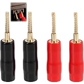 4pcs 2mm Gold Plated Flexible Banana Plug Screw Type Speaker Connector with Silicone Sleeve Red Black for Amplifier Speaker C