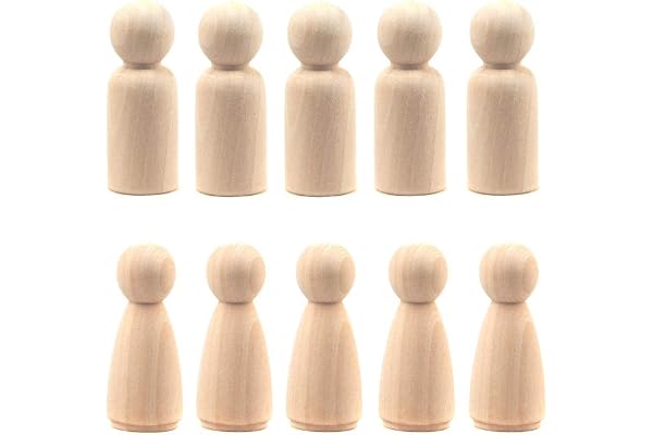 LUUFAN Poupée de cheville en bois, 65 mm en bois inachevé femelle mâle plaine vierge corps ange poupées pour bricolage artisanat fête de mariage (pack de 20)