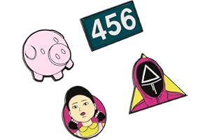 Grupo Erik Set Of 4 Pins - Squid Game Merch | Enamel Pins, Cute Pin Badges | Netflix Merchandise, Accessories Squid Game Gifts Under 10 Pounds