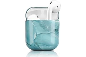 Newseego Kompatibel mit AirPods Hülle, Ultradünnes Marmor Case Vollschutz Hülle Marmor Muster Airpods Tragbare Hülle für AirPods Earpods Ohrhörer-Ladetasche - Grün