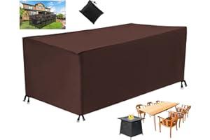 MOZTBH Jardín Funda de Muebles de Jardín, Impermeable 420D Oxford Funda Mesas Copertura, Rectangular Cubierta de Mesa Anti-UV Resitente al Polvo Protección Muebles, Sillas- Brown||20x20x20cm(LxWxH)