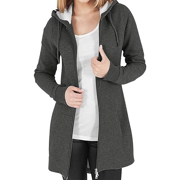 Vancavoo Sweatjacke Damen Mit Kapuze - Fleecejacke Lang Für Frühling