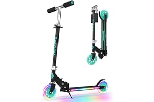 BELEEV V1Plus Scooter for Kids Ages 3-12 with Light-Up Wheels & Deck, 2 Wheel Kid Scooters for Girls and Boys, 3 Adjustable Height, Non-Slip Deck, Folding Scooter with Sturdy Kickstand