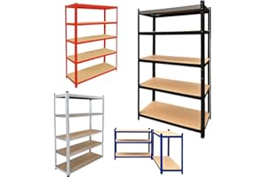 YOUSEAHOME Heavy Duty 5 Tier Kitchen Shelving Unit for Garage Home Shop Shed Industrial Warehouse with Adjustable 58''High, 175kg Load Per Shelf Storage Rack Free Standing Units, Screw Free Installation