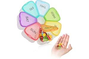 Pilulier Semainier 7 jours, Pilulier Semainier, Boite Medicaments, Grande capacité Ouverture facile Ideal Voyage Couleur Arc-en-ciel, Semainier Medicament