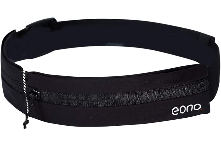 Eono Water Resistant Running Belt with Adjustable Elastic Strap, Large Capacity Running Waist Pack for Workouts, Exercise, Cycling, Walking, Travel & Outdoor Activities