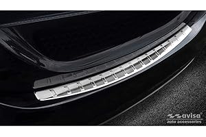 Avisa Stainless Steel Rear bumper protector compatible with Mercedes C-Class W205 Sedan 2014-2019 & 2019-2021 'Ribs', Silver