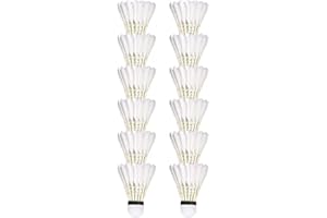 Voarge 12-Pack Professional Feather Badminton, Shuttlecocks with Excellent Durability Stability, High Speed Badminton Balls for Indoor Outdoor Game Training Exercise, White