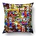 Produktbild TEPEED Throw Pillow Covers Black Collage Urban Graffiti Raster Bright Dark Music Name Words Colorful Pop Modern Jazz Polyester 18 X 18 inch Square Hidden Zipper Decorative Pillowcase