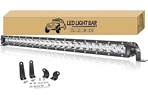 Willpower Barra Led 4x4 25'' 63cm 120W Barra de Luz Led Unica Fila Impermeable Faro Led Focos Led 12V 24V Barras Led Trabajo para Coche Tractor SUV ATV UTV Camion Barco Todoterreno Furgoneta