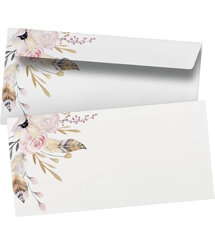 10 Briefumschläge DIN Lang Mit Kirschblüten-Motiv – Selbstklebend, 220x110 Mm, Ohne Fenster