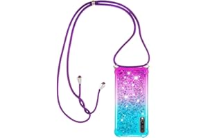 Paekear Funda con Cuerda para Samsung Galaxy A7 2018 / A750, Carcasa de movil con Cuerda para Colgar - Correa para Hombro y Cordón Colgante/Brillante Arena movediza Cover Case con Banda Cordon