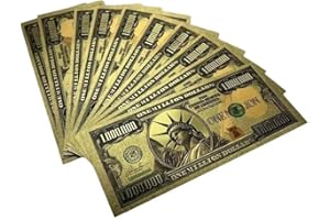 YIQILAFADA Lot de 10 billets de 1 million de dollars, billets colorés plaqués or pour décoration portant chance