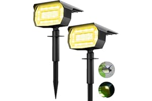 LOTMOS Lot de 2 Spot Solaire Exterieur, 72 LED Lampe Solaire Exterieur Etanche IP65 Lumiere Solaire Exterieur, Réglable avec 3 Modes d'Éclairage 120° Eclairage Extérieur Solaire pour Jardin Cour Allée Chemin