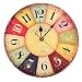 Produktbild Finer Shop 12-Zoll-arabischen Ziffern Design Vintage Colorful Frankreich Paris Französisch Land toskanischen Stil Stille Wooden Wall Clock Wanduhr