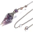 JOVIVI Amethyst Dowsing Pendulum Crystal Healing Purple Hexagonal Gemstone Crystals Point Pendulum for Divination Dowser Scrying