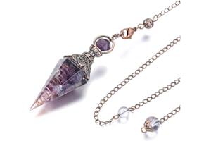 JOVIVI Amethyst Dowsing Pendulum Crystal Healing Purple Hexagonal Gemstone Crystals Point Pendulum for Divination Dowser Scrying