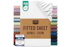 Utopia Bedding Fitted Sheet Double, White - Deep Pocket 14 inch (35 cm) - Easy Care - Soft Brushed Polyster - Microfibre
