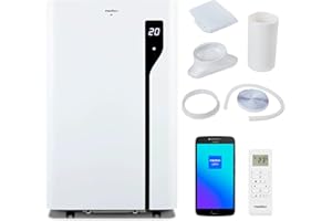 MEDION Smart Aire Acondicionado Portátil P1200 (12000 BTU, 3 en 1, Refrigeración, Deshumidificación, Ventilador, hasta 36 m², Kit de Ventana, Modo Nocturno, WiFi, App, Mando a Distancia, MD 37734)