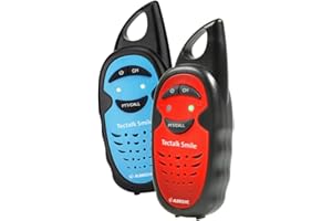 Albrecht Tectalk Smile Walkie Talkie, 29645, Kinder-Funkgerät mit spielend Leichter Bedienung, Reichweite bis zu 3 km, Strom durch AAA-Batterien, Farbe: Rot-Schwarz
