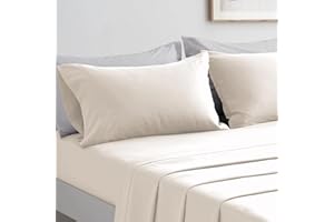 ‎FARFALLAROSSA FARFALLAROSSA Komplettes Bettwäsche-Set für Doppelbetten, Bettlaken und Kissenbezüge, Mikrofaser, für Bett mit 180 cm, Beige