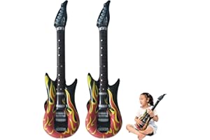 JEZIORO 2Pcs Inflatable Guitar,Blow Up Guitar Kids,Inflatable Guitars for Adults,Rock Instruments Toy,Carnival Rocker Parties Accessories,Rockstar Inflatables,Give Children or Boys of Favours,Party Decoration