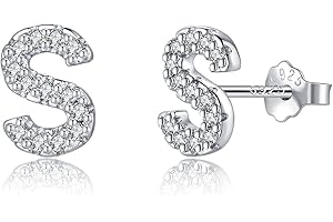 TIZU Orecchini con Lettere in Argento 925 Alberino Orecchini Anallergici per Donna Bambina Ragazza Orecchini Piccoli Iniziali con Zirconi Cubici Idee Regalo per Lei